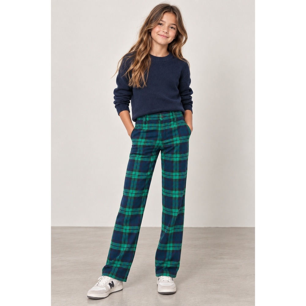 Janie and Jack Plaid Dress Pants Academic Holiday Tartan 10 Green Blue